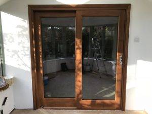 Sliding external wooden doors