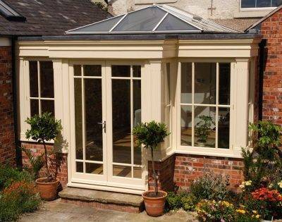 Wooden conservatories attached to a home