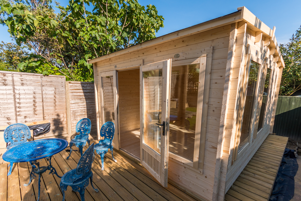 A bespoke garden room on a summers day