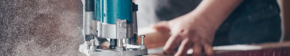 Joinery cutting wood with cutting gun.