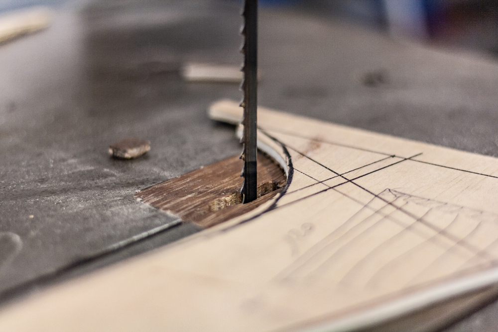 Close up of wood being cut